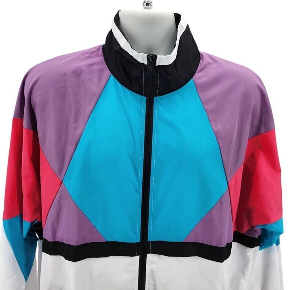 NWT Funny Guy Creation Retro Color Block Windbreaker Jacket Mens Small - Picture 2 of 9